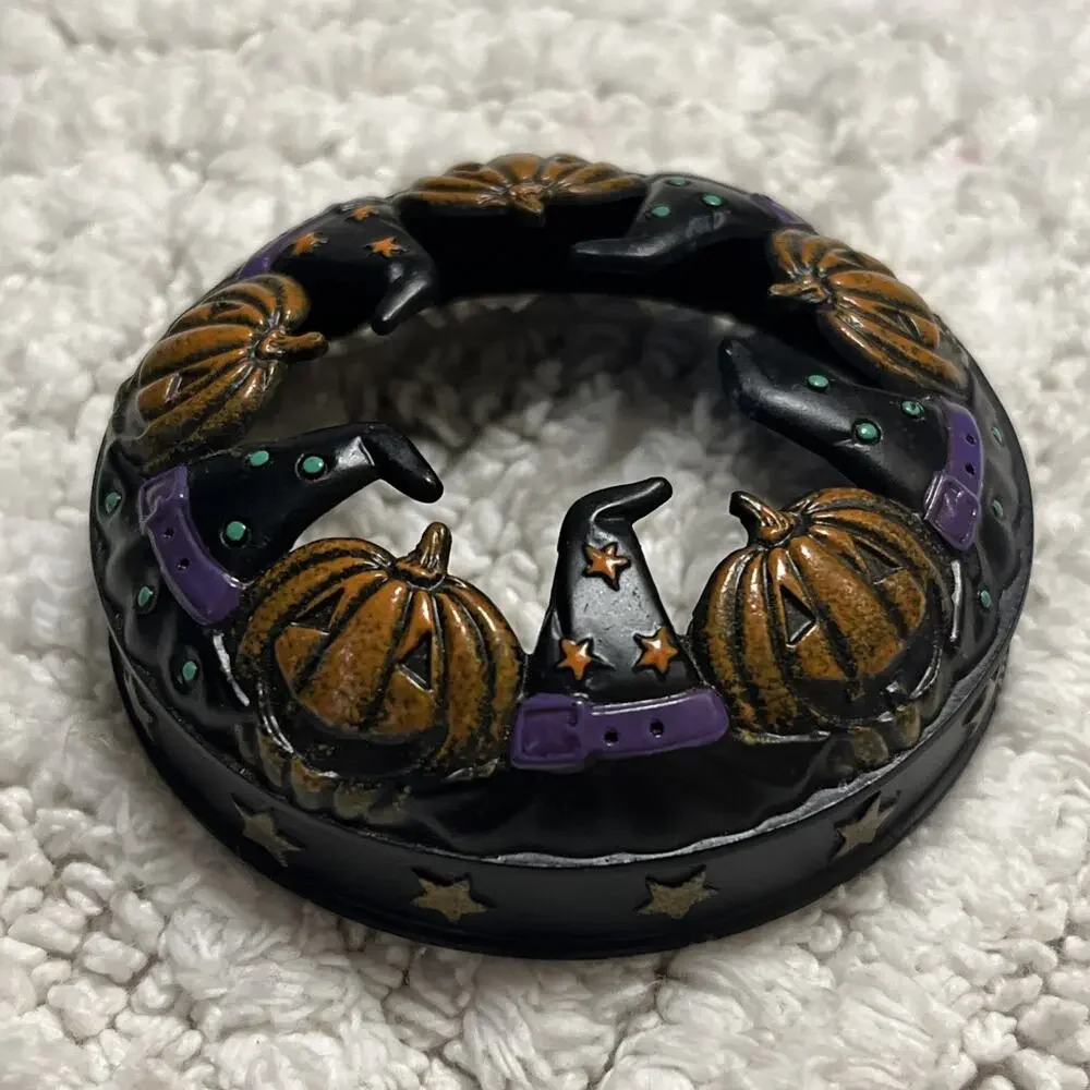 Yankee Candle~Illuma Pumpkin Topper Jack O Lantern Witch Hat Retired Halloween